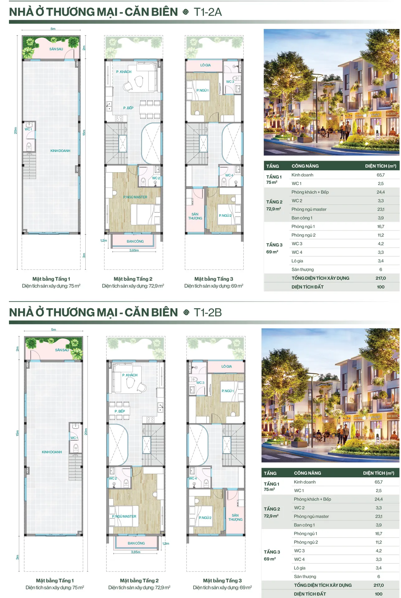NHÀ PHỐ THƯƠNG MẠI - CĂN BIÊN - T1-2A